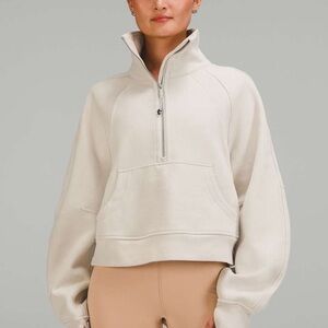 Lululemon Cream Scuba Oversized Funnel-Neck Half-Zip Sweatshirt - Medium